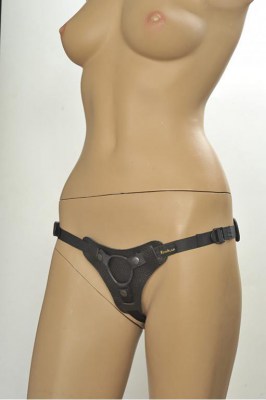 Трусики Kanikule Leather Strap-on Harness Anatomic Thong черный